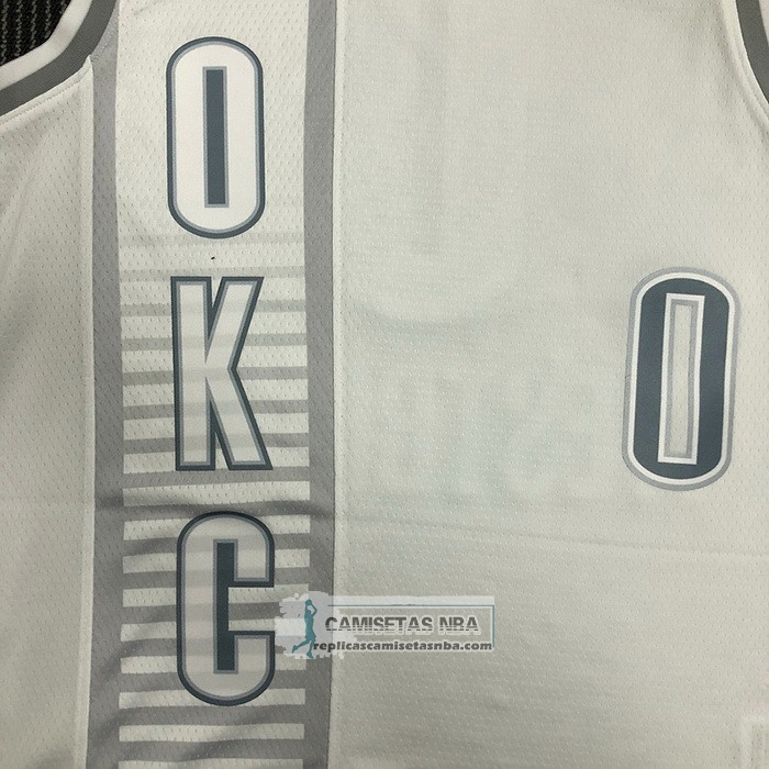 Camiseta Oklahoma City Thunder Russell Westbrook NO 0 Ciudad 2021-22 Blanco